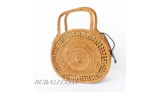 Rattan Handbag Moon Shape Filigree desaign handwoven